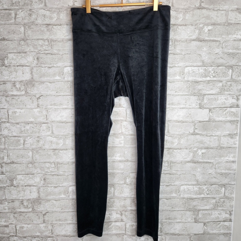 Pure Jill Leggings Black Velour Stretch Soft Casual Size Large